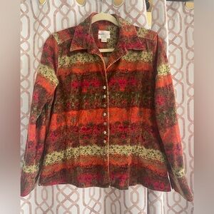 Colorful Christopher & Banks Corduroy Vintage Button-Up Jacket